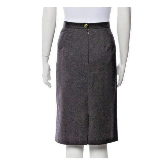 Celine Vintage Wool Skirt - Size 14 US/FR46 Gray Zip Closure Archival Design - Picture 6 of 8